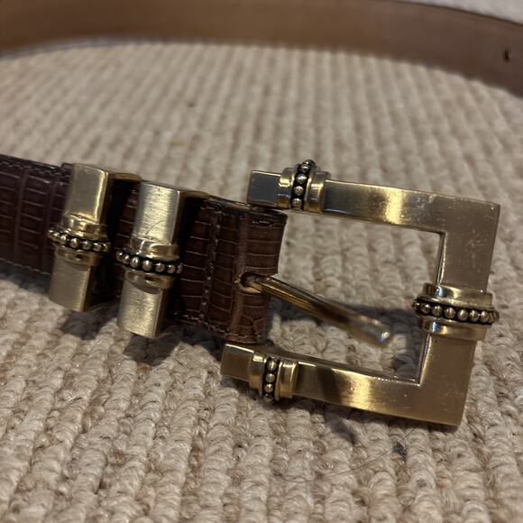 VTG Brighton Women's Belt Brass Buckle Leather Small - Picture 2 of 9